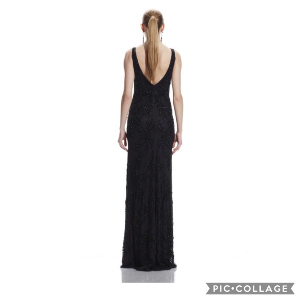 Theia boat neck fully beaded sleeveless long Gown - Picture 3 of 8